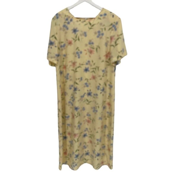 VINTAGE KATHIE LEE SHORT SLEEVE FLORAL MAXI DRESS SIZE 16W - Picture 1 of 5